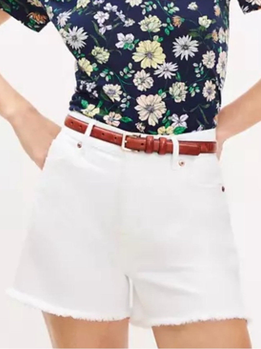 Ann Taylor Loft High Rise Denim Shorts - Size 32/14 - White